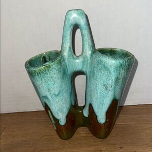Turquoise and Green Ceramic Double Vase